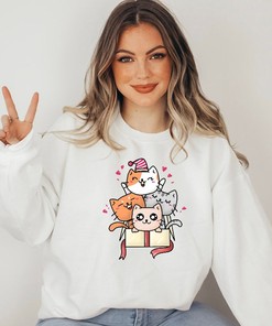 Cute Cats Valentine Unisex Crewneck Sweatshirt