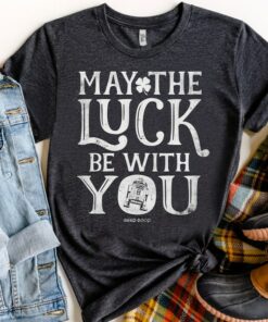 Cute R2-D2 May The Luck Be With You Happy St. Patrick's Day T-Shirt, Star Wars Irish Shamrock 2023 Tee, Magic Kingdom Disneyland Trip Gift