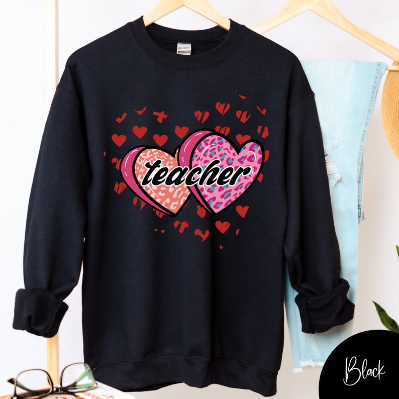 Cute Teacher Valentines Unisex Crewneck Sweatshirt - Image 3