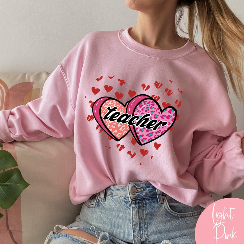 Cute Teacher Valentines Unisex Crewneck Sweatshirt - Image 4