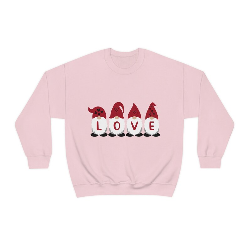 Cute Valentines Day Sweatshirt, Valentine's Day Apparel, Gnome Love Crewneck, Unisex Crewneck Sweatshirt, Valentine Crewneck - Image 2