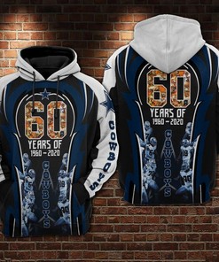 Dallas Cowboys 60Th Anniversary Nfl Football 3D All Over Print Hoodie With Zip Up