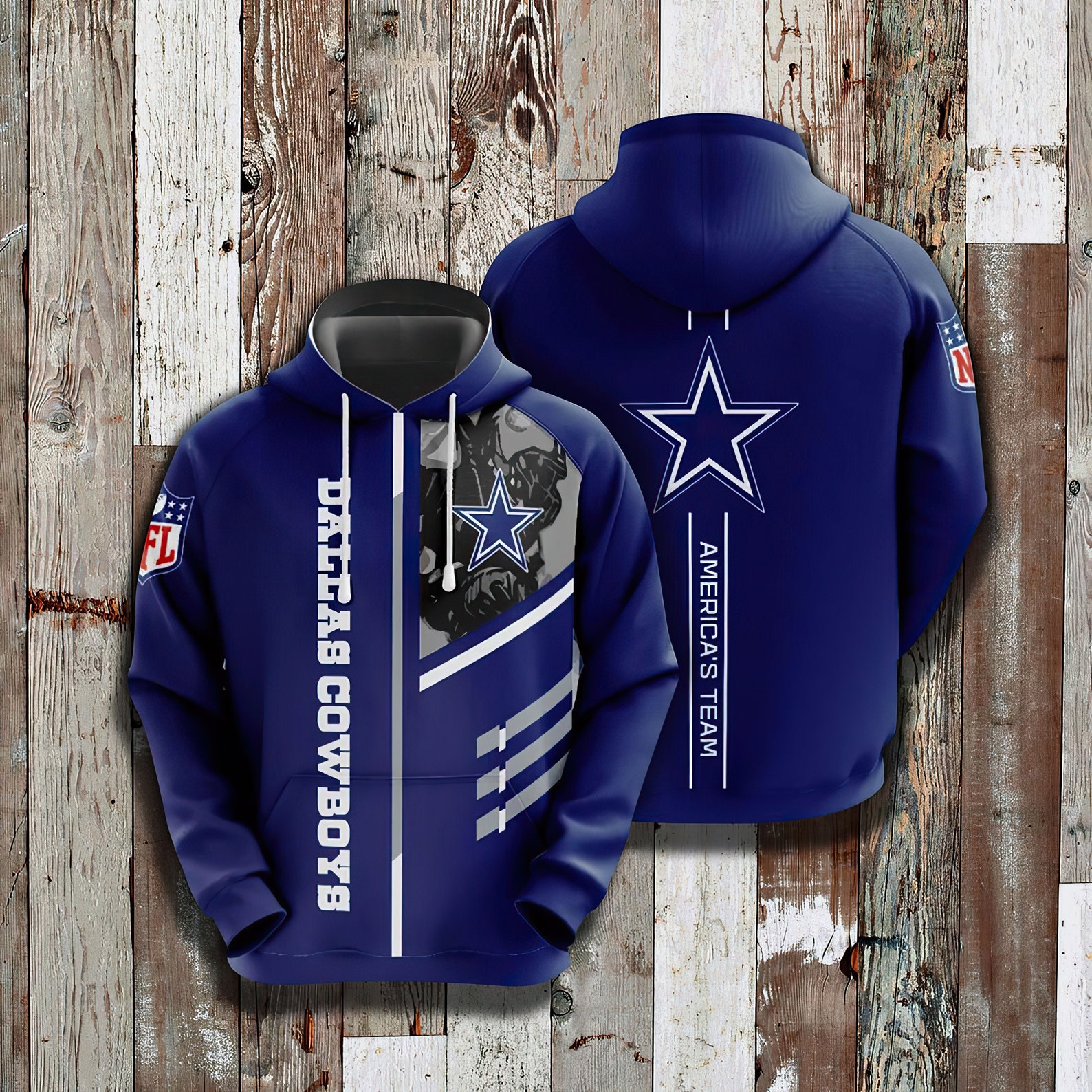 Dallas Cowboys Classic Nfl 3D All Over Print Hoodie With Zip Up Options