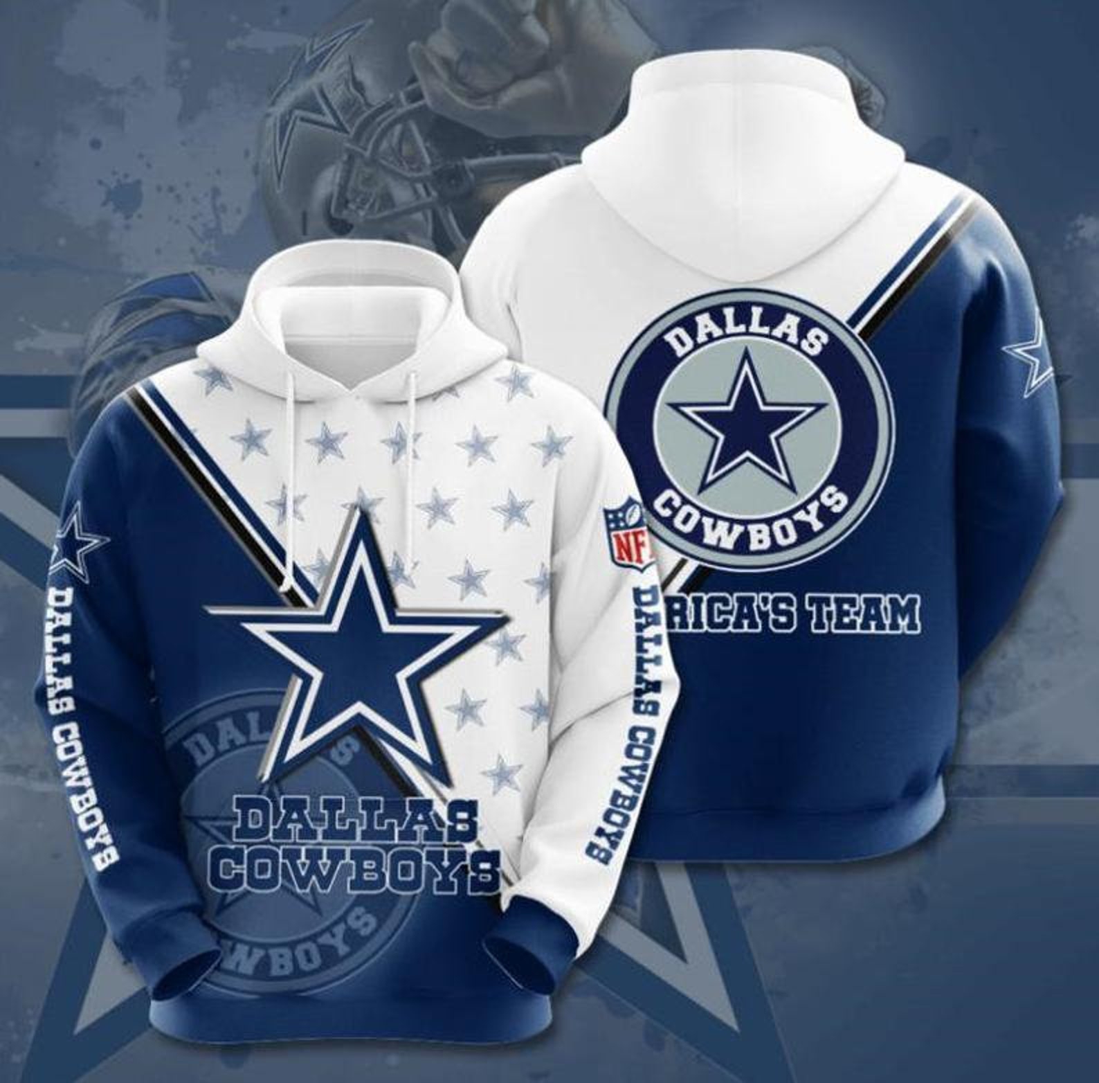 Dallas Cowboys Classic Nfl 3D All Over Printed Hoodie With Zip Up