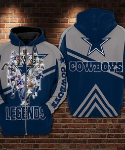 Dallas Cowboys Legends Limited Edition 3D All Over Print Hoodie With Zip Up, For Men And Women