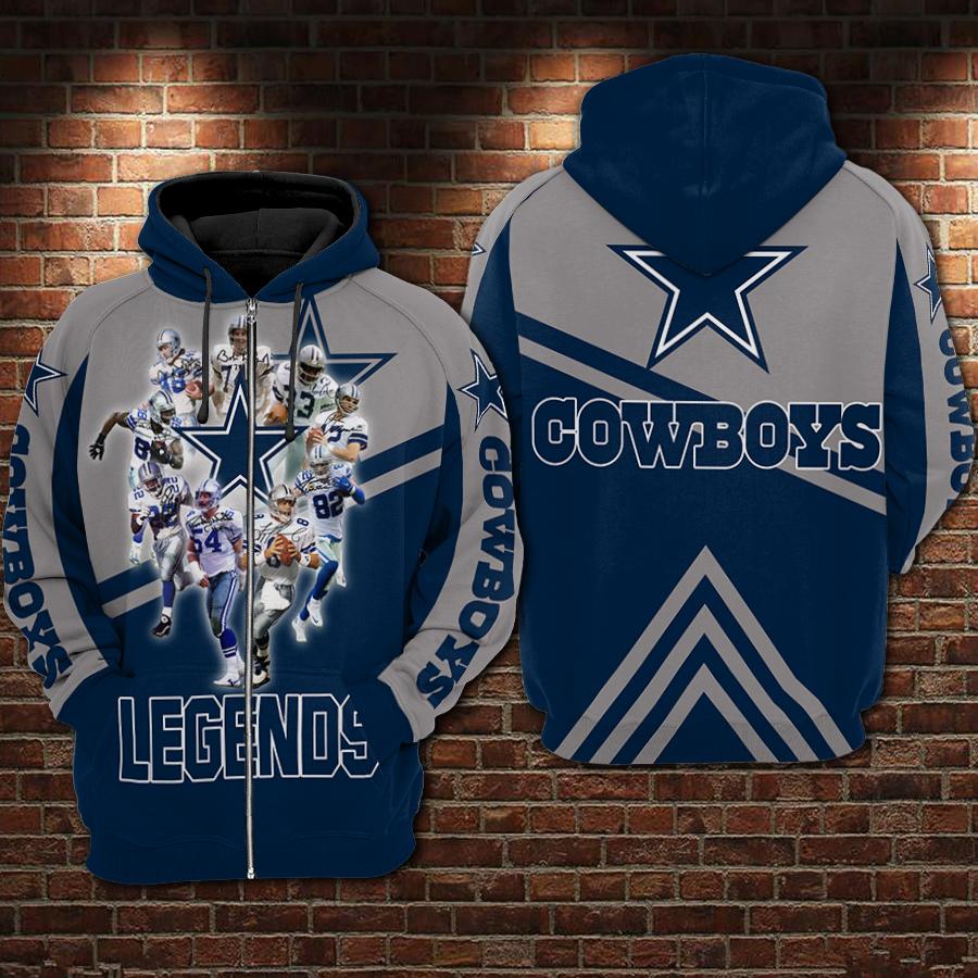Dallas Cowboys Legends Limited Edition 3D All Over Print Hoodie With Zip Up, For Men And Women