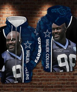 Dallas Cowboys Maliek Collins Nfl 3D All Over Print Hoodie With Zip Up