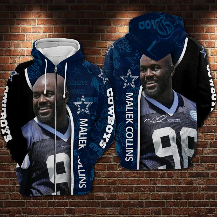 Dallas Cowboys Maliek Collins Nfl 3D All Over Print Hoodie With Zip Up