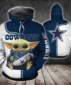 Dallas Cowboys Nfl Baby Yoda 3D All Over Printed Hoodie With Zip Up