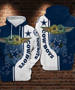 Dallas Cowboys Nfl Football Baby Yoda Hug Star 3D All Over Printed Hoodie For Men And Women