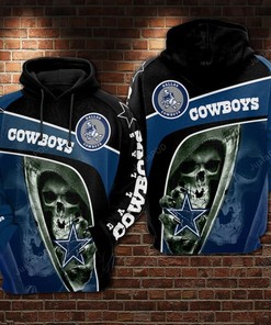 Dallas Cowboys Nfl Football Death Skull 3D All Over Print Hoodie With Zip Up