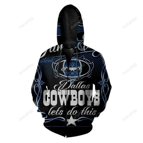 Dallas Cowboys Nfl Football Skull 3D All Over Print Zip Up Hoodie