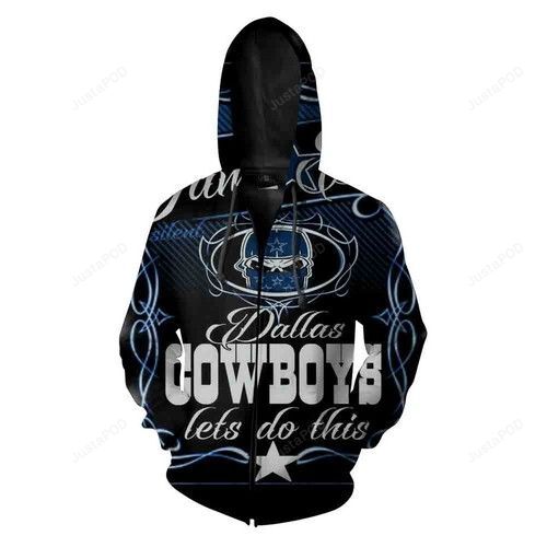 Dallas Cowboys Nfl Football Skull 3D Full Printing Pullover And Zip Hoodie For Men And Women