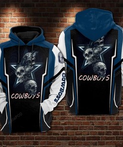Dallas Cowboys Nfl Football Three Skull 3D All Over Print Hoodie For Men And Women