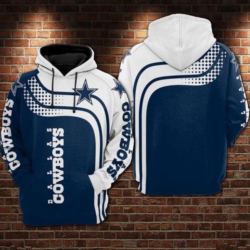 Dallas Cowboys Nfl National Football League Blue White Men'S And Women'S 3D Full Printing Pullover Hoodie
