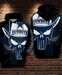 Dallas Cowboys Nfl Punisher Skull Black Men'S And Women'S 3D Full Printing Pullover Hoodie And Zippered