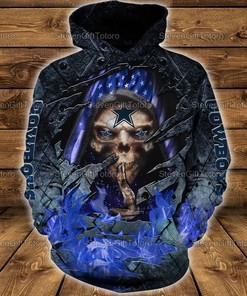 Dallas Cowboys Nfl Skull 3D Printed Pullover Zip Up Hoodie
