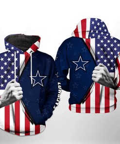Dallas Cowboys Nfl Us Flag Team 3D All Over Print Zip Up Hoodie Option