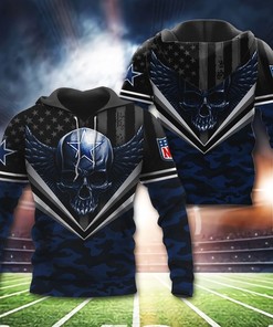 Dallas Cowboys Skull Wings Unisex 3D All Over Print Zip Up Hoodie Option