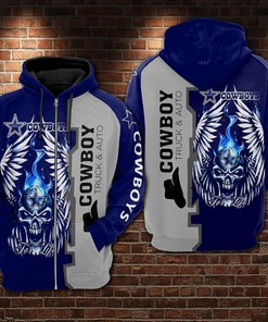 Dallas Cowboys Truck And Auto Skull Limited Edition Men'S And Women'S 3D All Over Print Zip Up Hoodie Option