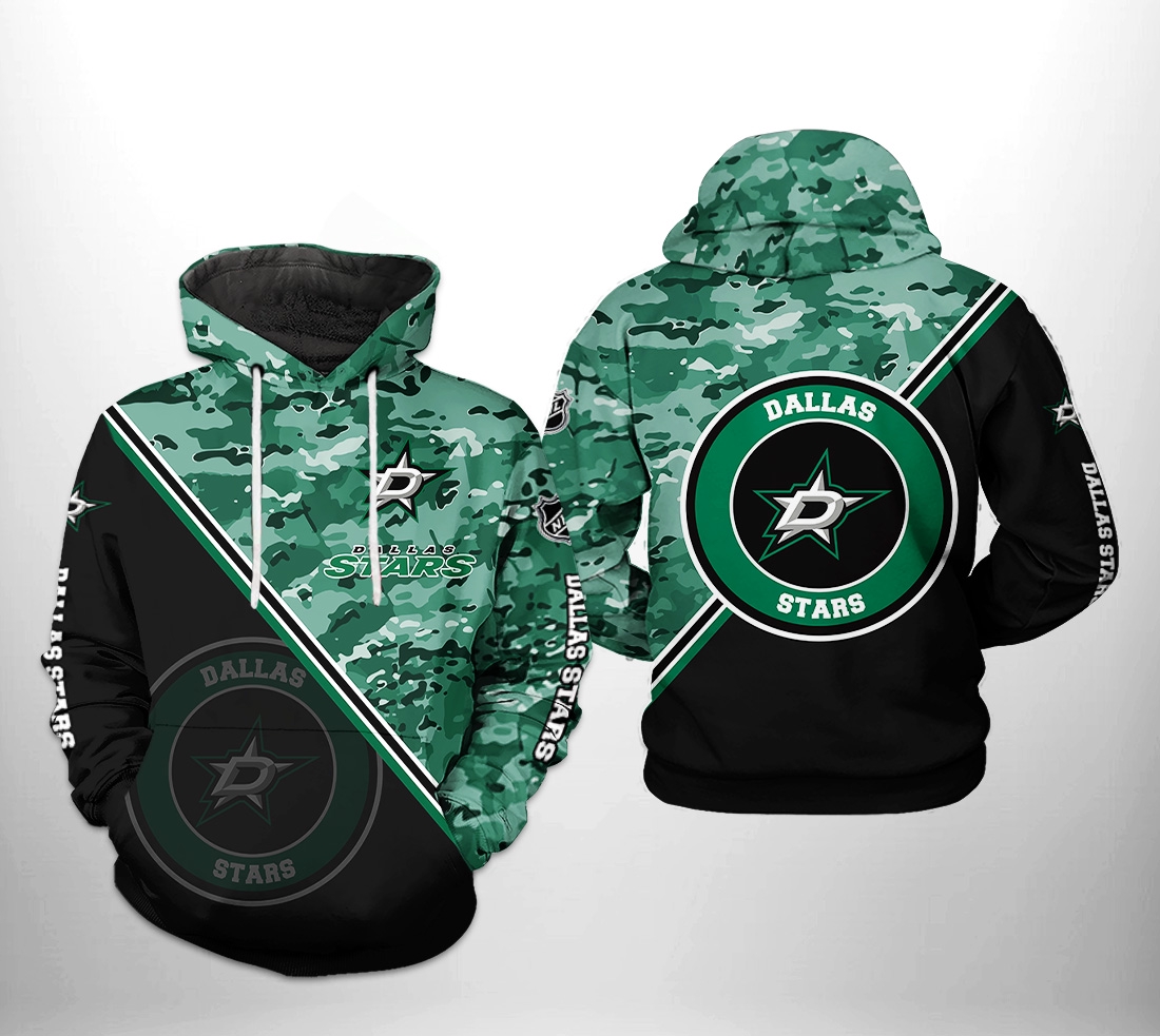 Dallas Stars Nhl Camo Team 3D All Over Print Zip Up Hoodie Option