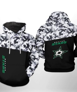 Dallas Stars Nhl Camo Veteran 3D All Over Print Zip Up Hoodie Option