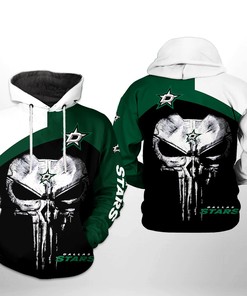 Dallas Stars Nhl Skull Punisher 3D All Over Print Zip Up Hoodie Option