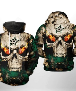 Dallas Stars Nhl Team Skull 3D All Over Print Zip Up Hoodie Option