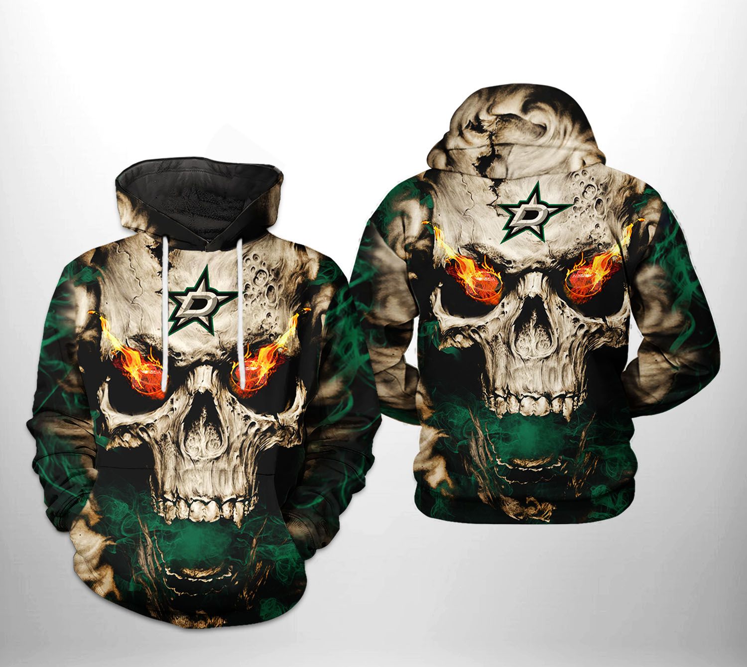 Dallas Stars Nhl Team Skull 3D All Over Print Zip Up Hoodie Option