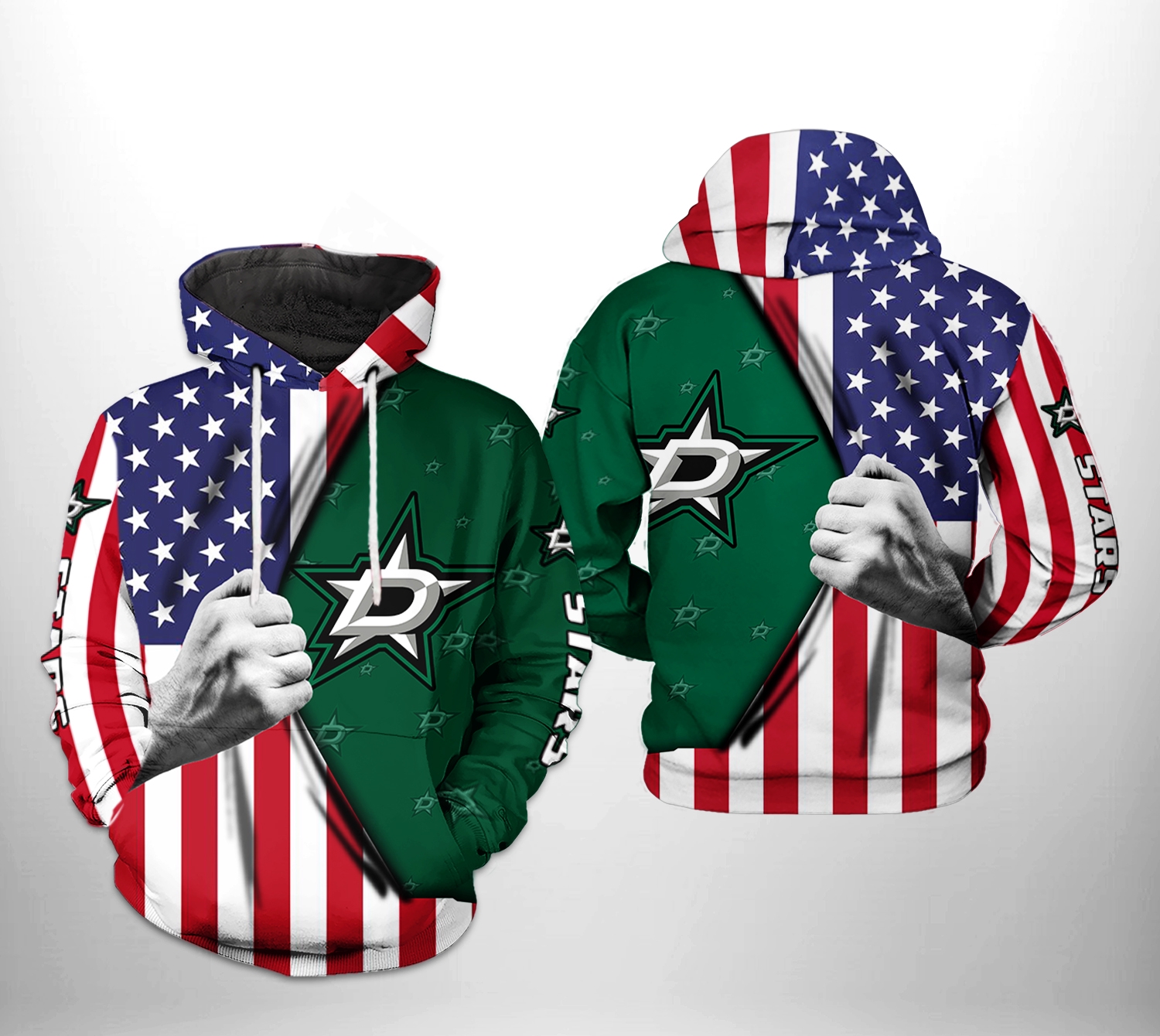 Dallas Stars Nhl Us Flag 3D All Over Print Zip Up Hoodie Option