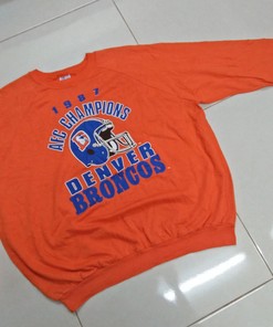 Denver Broncos Afc Champions 1987 Vintage Style Orange Tshirt Pullover Hoodie Crewneck Sweatshirt Reprinted Full Color Full Size Gifts For NFL Fans