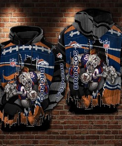 Denver Broncos Nfl Football 3D All Over Print Zip Up Hoodie, Perfect For Tailgating