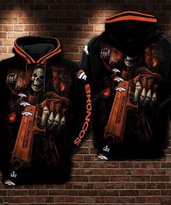 Denver Broncos Nfl Skull Guns All Over Print Hoodie For Men And Women