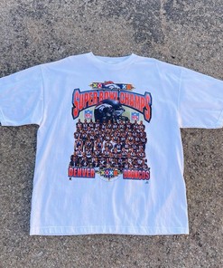 Denver Broncos NFL Super Bowl Xxxii Champs Tshirt Pullover Hoodie Crewneck Sweatshirt Reprinted Full Color Full Size Gifts For NFL Fans