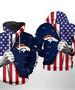 Denver Broncos Nfl Us Flag Team All Over Print Hoodie With Zipper