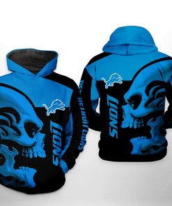 Detroit Lions Nfl Skull 3D All Over Print Zip Up Hoodie