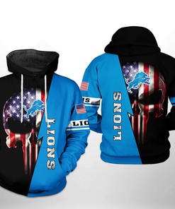 Detroit Lions Nfl Us Flag Skull Team 3D All Over Print Zip Up Hoodie Option