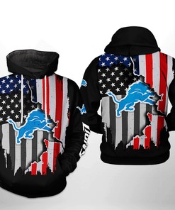 Detroit Lions Nfl Us Flag Team 3D All Over Print Zip Up Hoodie Option