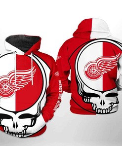 Detroit Red Wings Hoodie Grateful Dead 3D Hoodie Zip Hoodie, Nhl 3D All Over Print Hoodie Zip Hoodie