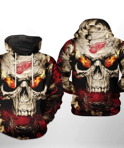 Detroit Red Wings Hoodie Skull 3D Hoodie Zip Hoodie, Nhl 3D All Over Print Hoodie Zip Hoodie