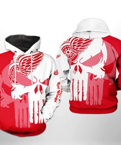 Detroit Red Wings Hoodie Team Skull 3D Hoodie Zip Hoodie, Nhl 3D All Over Print Hoodie Zip Hoodie
