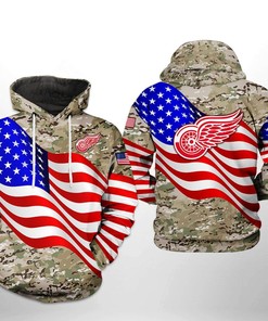 Detroit Red Wings Hoodie Us Flag Camo Veteran 3D Hoodie Zip Hoodie, Nhl 3D All Over Print Hoodie Zip Hoodie