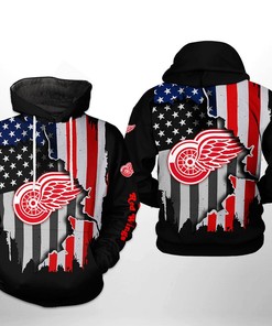 Detroit Red Wings Hoodie Us Flag Team 3D Hoodie Zip Hoodie, Nhl 3D All Over Print Hoodie Zip Hoodie