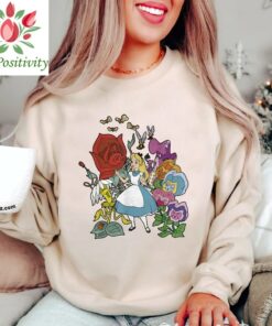 Disney Alice In Wonderland Alice In The Flowers Shirt, Disneyland Vacation Trip, Unisex T-shirt Family Birthday Gift Adult Kid Toddler Tee