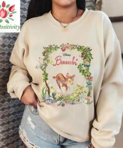 Disney Bambi Floral Portrait T-Shirt, Unisex T-shirt Kid Tee Adult Shirt, Disney Retro Shirt, Handmade Vintage Disney Shirt