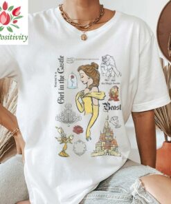 Disney Beauty And The Beast Characters Sketched T-Shirt, Magic Kingdom Tee, Disneyland Family Trip Vacation Gift Unisex T-shirt