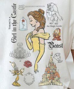 Disney Beauty And The Beast Characters Sketched T-Shirt, Magic Kingdom Tee, Disneyland Family Trip Vacation Gift Unisex T-shirt