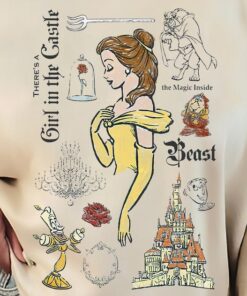Disney Beauty And The Beast Characters Sketched T-Shirt, Magic Kingdom Tee, Disneyland Family Trip Vacation Gift Unisex T-shirt