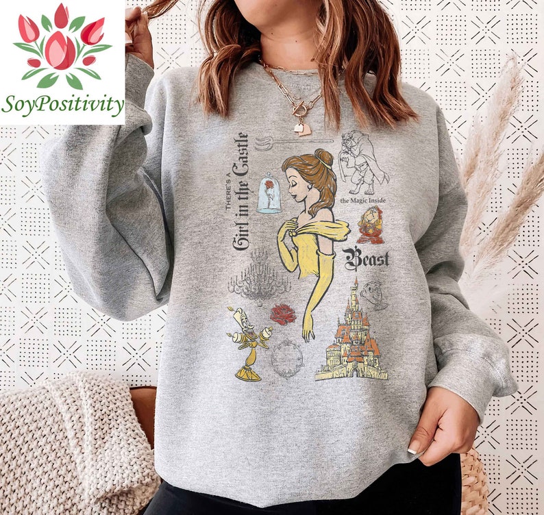 Disney Beauty And The Beast Characters Sketched T-Shirt, Magic Kingdom Tee, Disneyland Family Trip Vacation Gift Unisex T-shirt