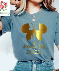 Disney Castle Family Trip 2023 Shirts, Disneyworld Gold Foil Shirts Mickey and Minnie Family shirts First Disney Trip matching Family shirts